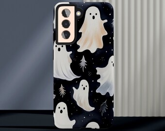 Black and white Halloween Ghosts Tough Phone Case for iPhones Google Pixel Samsung Galaxy