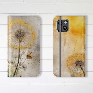 Dandelion Flip Cases with Credit Card Storage and Stand, iPhone Wallet Phone Case, Samsung Galaxy Wallet Case, Google Pixel Cases