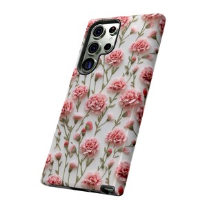 Tough Phone Case Pink Carnations Floral iPhone Wireless Charging Samsung Galaxy Google Pixel Unique Designer Impact Resistant Phone Cover image 8