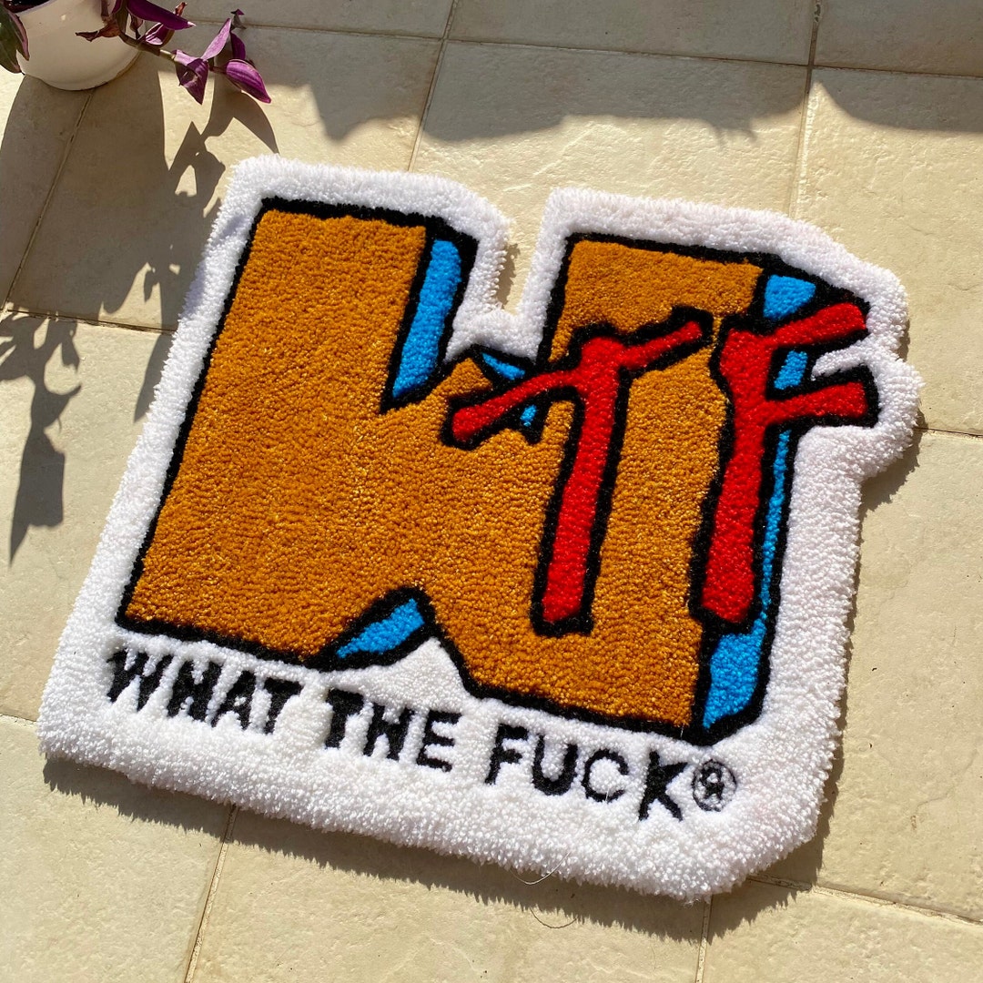 WTF Handmade Rug, Fluffy Tufted Rug, Decorative Logo, Handmade Tufting