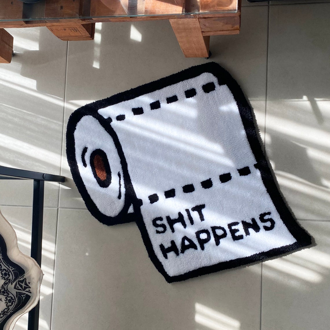 Shit Happens Tufted Handmade Rug Toilet Paper Bath Mat Etsy
