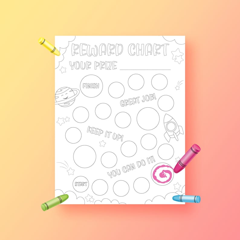 Printable Coloring Reward Chart for Kids, Toddler Potty Training ...