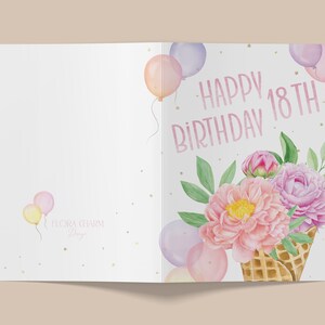 18th Birthday Card, Printable Happy Birthday Card, 5x7 Inch, 18 Years ...