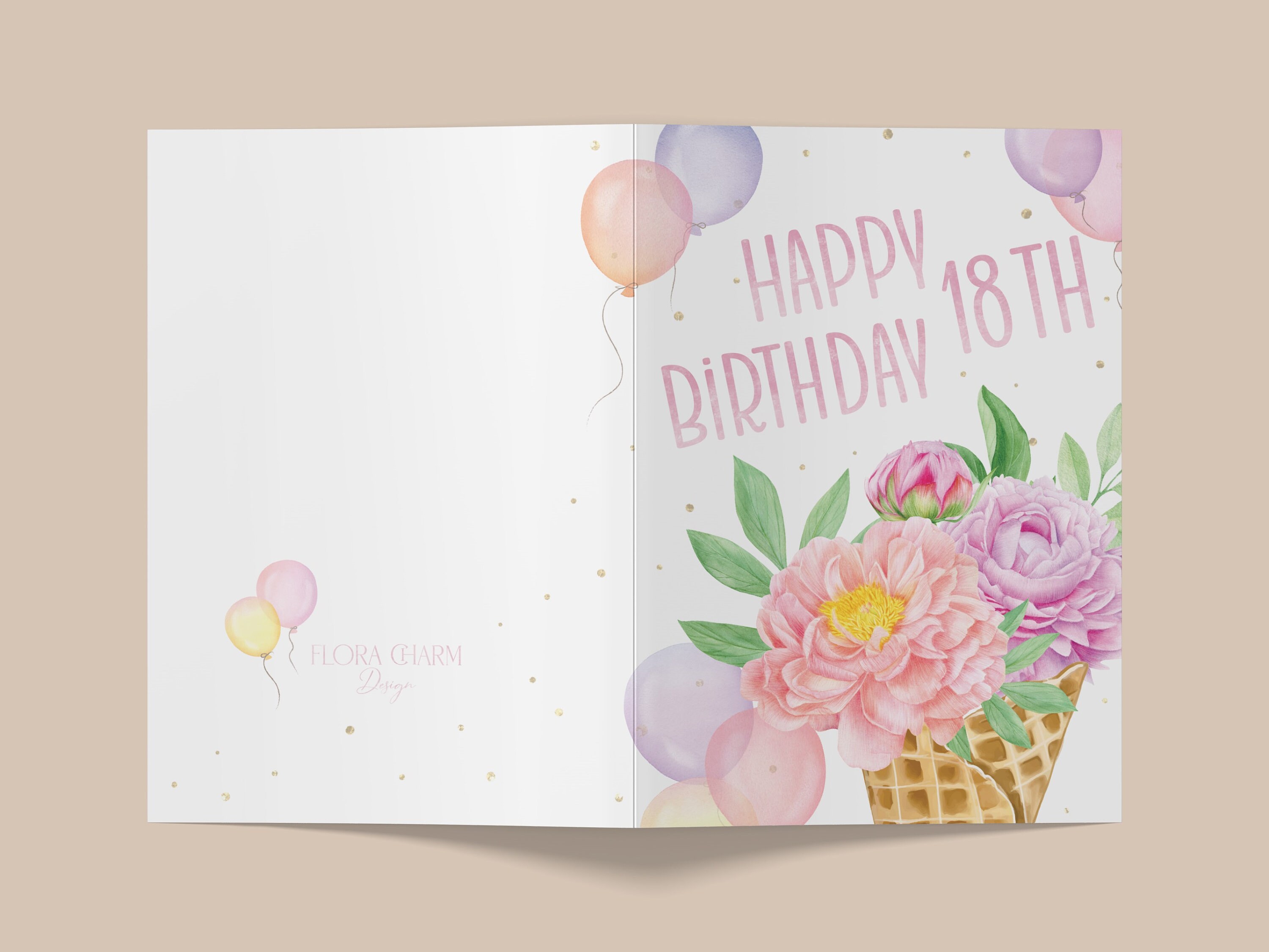 18th Birthday Card, Printable Happy Birthday Card, 5x7 Inch, 18 Years ...