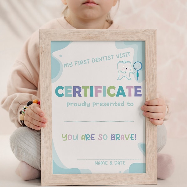 My First Dental Visit Certificate Printable Etsy My First Dental Visit Certificate Printable Etsy