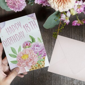 18th Birthday Card, Printable Happy Birthday Card, 5x7 Inch, 18 Years ...
