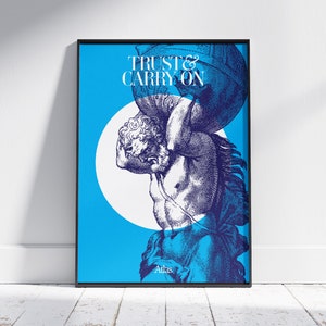 Atlas, Heroes of Myth | Digital print, greek mythology art, contemporary poster with line art, home office decor