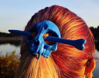 3D Printed Cat Skull Hair Pin - Unique and Edgy Accessory for Feline Lovers, Gift for Her