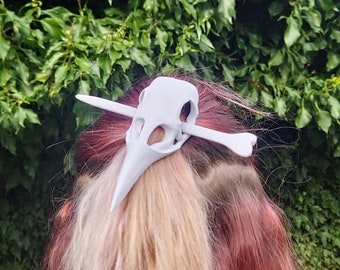 3D Printed Raven Skull Hair Pin - Unique and Edgy Accessory for Bird Lovers, Gothic / Rock Accessory, Dark, Gift for Her