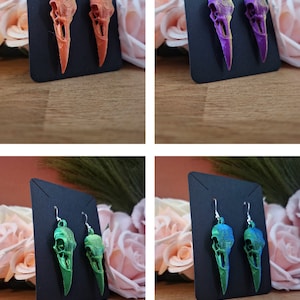 Raven Skull Earrings - 3D Printed - Gothic Jewelry