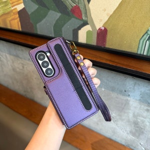 Étui pour Samsung Galaxy Z Fold 6 avec dragonne, porte-stylo et porte-cartes