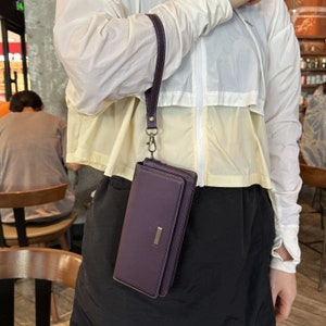 Bolsa pequena com alça transversal ajustável e cordão, bolsa de couro multifuncional para mulheres