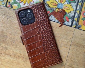 Genuine Leather Phone Case with Card Holder: iPhone & Galaxy