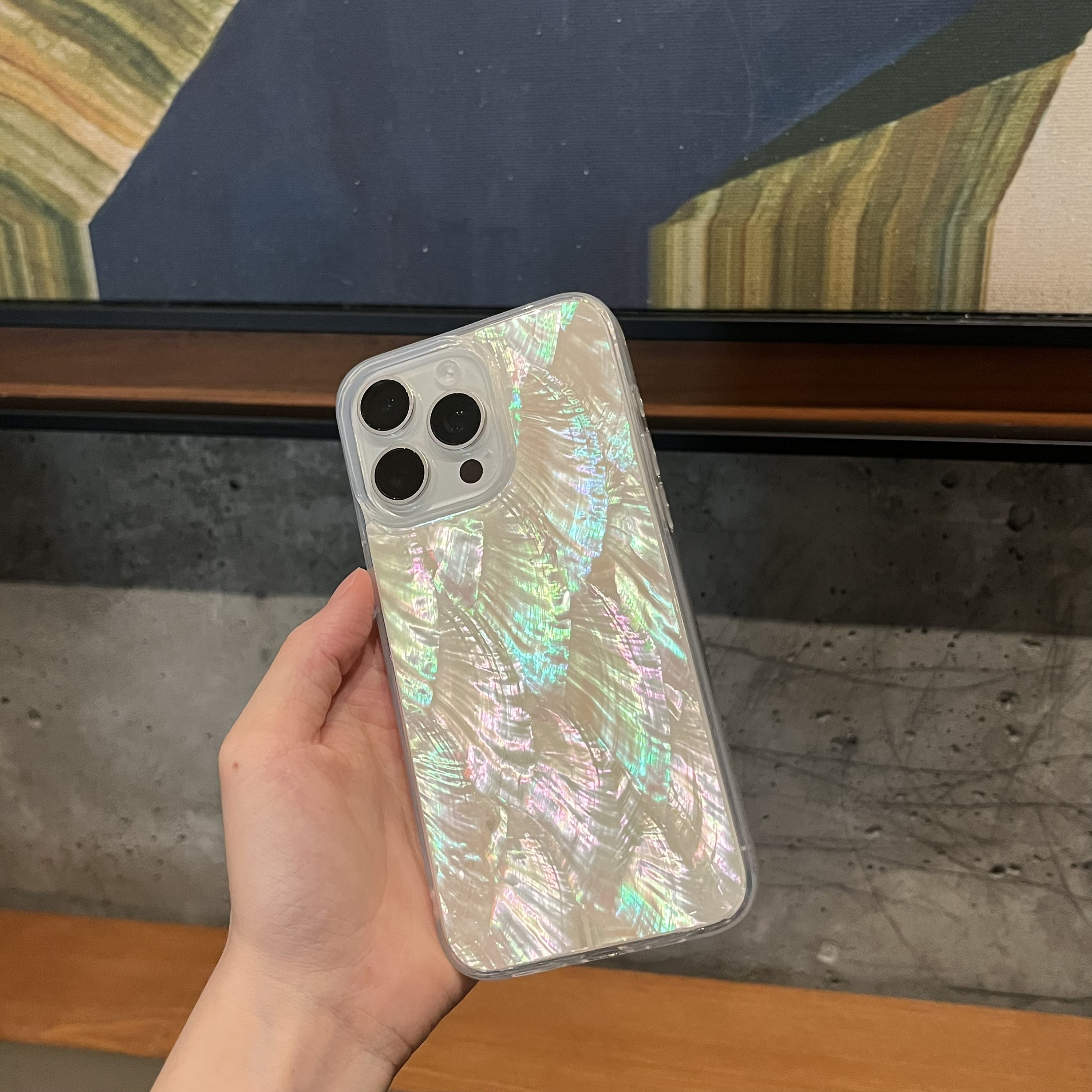 IPhone Case Made of Genuine Mother of Pearl, for iPhone 16