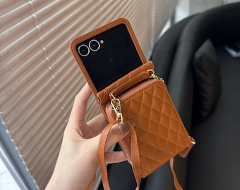 Funda de cuero tipo cartera con tapa para Samsung Z con correa cruzada