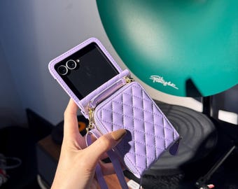 Leather Wallet Phone Case with Crossbody Strap for Motorola Razr