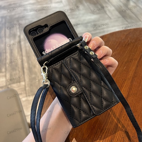Samsung Galaxy Z Flip 7 Wallet Case with Crossbody Strap: Leather Card Holder