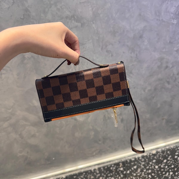 Funda tipo cartera a cuadros para Samsung Galaxy Z Fold 7/6/5/4 con correa