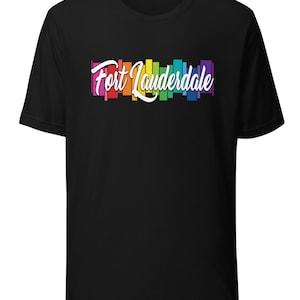 Fort Lauderdale Rainbow T-Shirt – Tropical Gay Pride Tee – Colorful LGBTQ+ Beach Design for Florida Fans