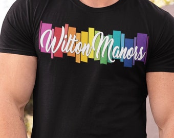 Wilton Manors Rainbow T-Shirt – Colorful LGBTQ+ Pride Tee for Gay Travelers, Locals and Allies – Retro City Graphic Design