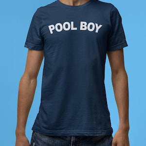 Pool boy, Unisex, T-shirt, Apparel, Fitted, Pre-shrunk, Bella Canvas 3001, Direct-to-garment, Humor, Playful, Summer, Fun, Cool, Swim