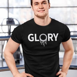 Camiseta GLORY com letras gotejantes, camiseta de humor gay ousada com design atrevido, camiseta preta para adultos LGBTQ+ e presentes provocantes, camiseta com valor chocante