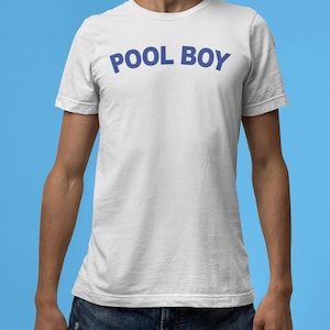プールボーイ、ユニセックス、Tシャツ、アパレル、フィット、防縮加工、ベラキャンバス3001、直接衣類にプリント、ユーモア、遊び心、夏、楽しい、クール、水泳