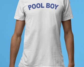 Pool boy, Unisex, T-shirt, Apparel, Fitted, Pre-shrunk, Bella Canvas 3001, Direct-to-garment, Humor, Playful, Summer, Fun, Cool, Swim