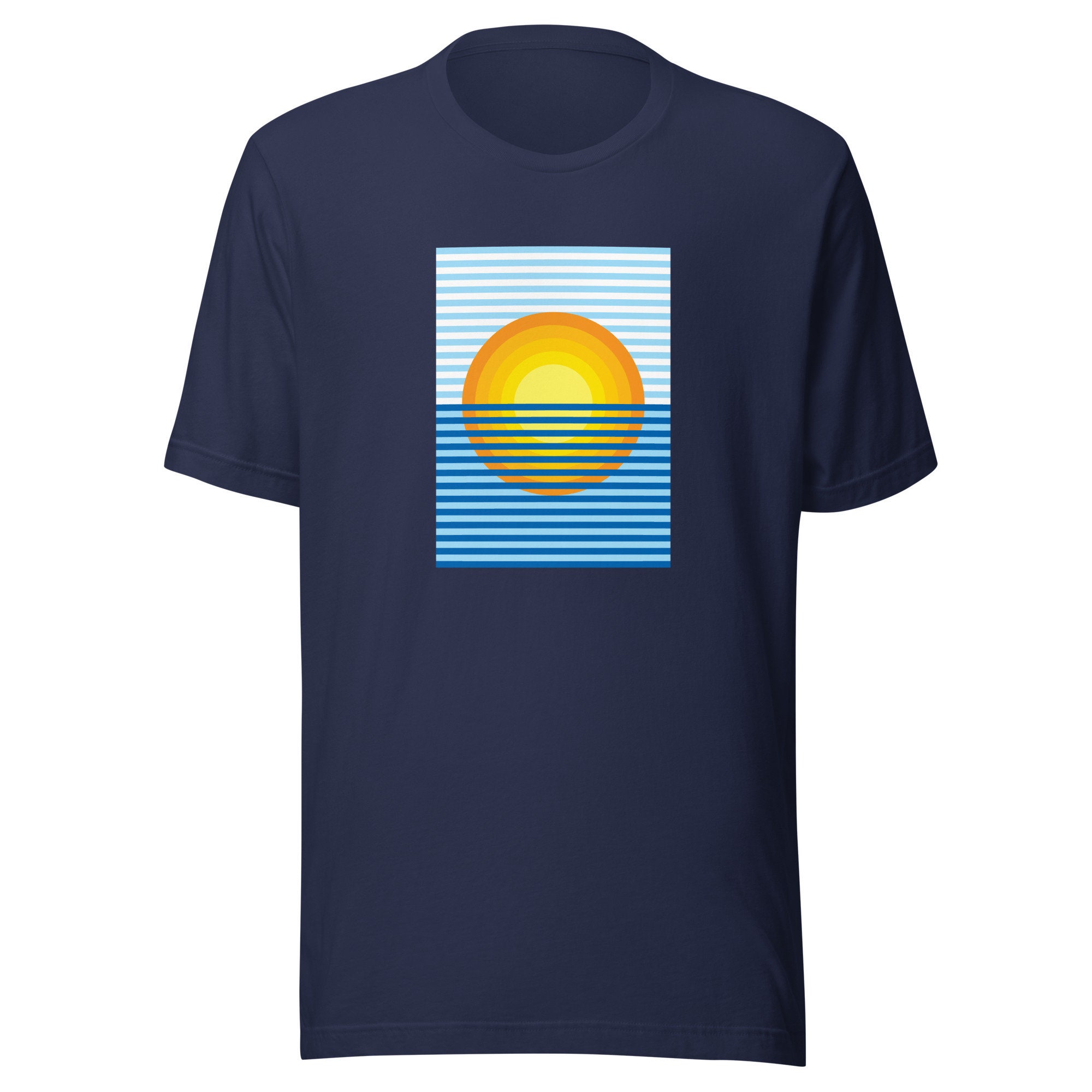 Sunrise Lines, Sun, Ocean, Unisex, T-shirt, Apparel, Fitted