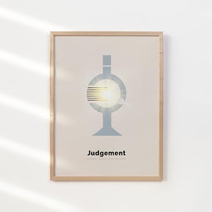 Impressão de arte suave, carta de tarô minimalista - Julgamento com mantras inspiradores, arte de tarô da intuição para decoração de parede com alma, presente dos Arcanos Maiores