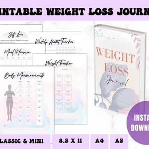 Weight loss tracker planner, printable weight loss chart, weight tracker fitness planner, health & wellness workout planner, meal planner