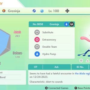 Pokémon HOME Ash GRENINJA Battle Bond EVENTO 6IV / Pokémon Scarlet Violet / Pokémon Sword Shield, Pokémon Let's Go, Pokémon Legends Arceus
