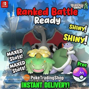 Pokémon Za Final STARTER Pack KANTO Shiny 6IV / Set competitivo Battle Ready Switch 2 / Cualquier objeto / Megaevolución / Pokédex