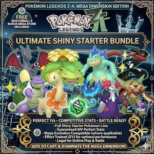Paquete de inicio Pokémon ZA ALPHA Shiny 6IV / Set competitivo Battle Ready Ev Entrenado / Cualquier objeto / Megaevolución /