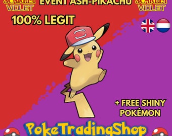 ASH PIKACHU EVENT Alola Cap 6IV / Pokémon Scarlet and Violet / 6IV Pokemon / Event Pokemon / Competitive Battle Ready + EVs / Free Shiny