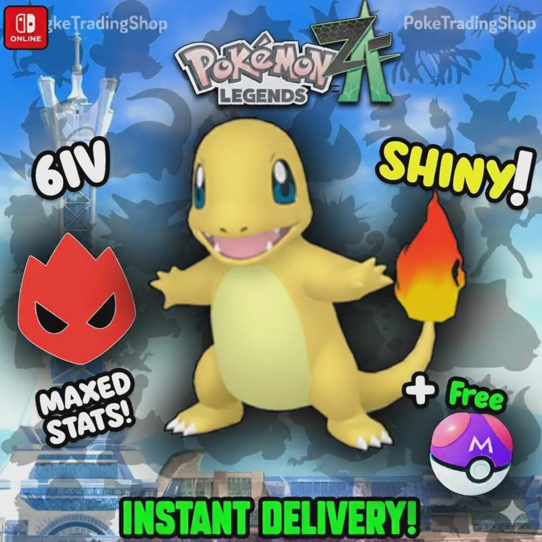 Modest Pokemon Pokemon Za Lvl 5 Modest SHINY ALPHA 6IV Charmander Pokémon Legends ZA ...