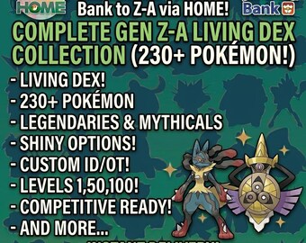 Pokemon ZA Complete Living Dex Shiny Kalos Region Pokédex Gen 6