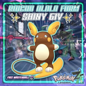 Pokémon Za Shiny 6IV ALOLAN RAICHU Conjunto Competitivo Battle Ready Switch 2 Corbeau Mega Evolución Pokédex