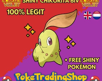 SHINY 6IV CHIKORITA / Pokémon Scarlet and Violet / 6IV Pokemon / Shiny Pokemon / Competitive / Area Zero: Indigo Disk DLC / Free Shiny