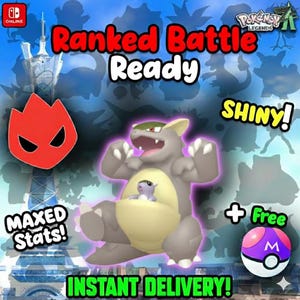 Pokemon Za SHINY ALPHA 6IV Kangaskhan Competitive Set Battle Ready Switch 2 Corbeau Mega Evolution Pokedex