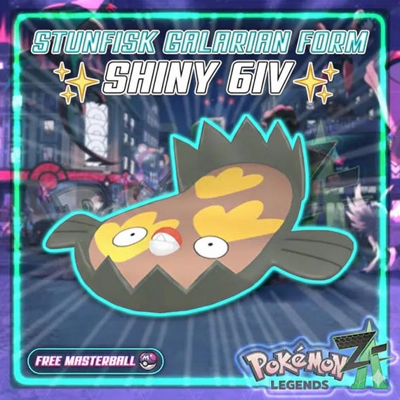 Pokemon Za Shiny 6IV GALARIAN STUNFISK Competitive Set Battle Ready Switch  2 Corbeau Mega Evolution Pokedex Pokedex - Etsy