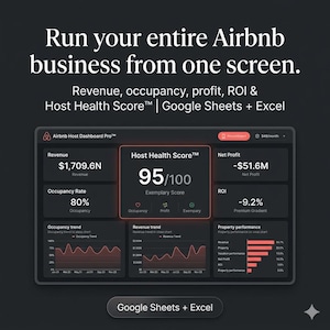 Airbnb Spreadsheet Short Term Rental Tracker Income Expense Profit Dashboard for Airbnb Hosts VRBO Hosts Google Sheets Excel