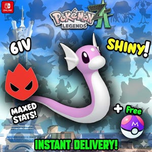 Pokemon Za Lvl 5 Adamant SHINY ALPHA 6IV Dratini Competitive Set Battle Ready Switch 2 Corbeau Mega Evolution Pokedex