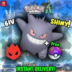 Pokemon Za SHINY ALPHA 6IV Gengar Competitive Set Battle Ready Switch 2 Corbeau Mega Evolution Pokedex