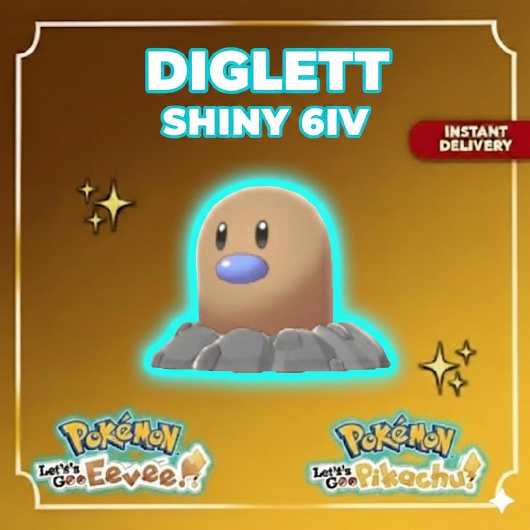 Pokemon Lets Go Pikachu and Eevee SHINY 6IV DIGLETT / Competitive Set ...