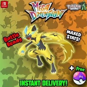 Pokémon Za Mega Dimension DLC Icke-glansande 6IV Zeraora / Tävlingsset Battle Ready Switch 2 / Corbeau Legend ZA / Anpassningsbar /