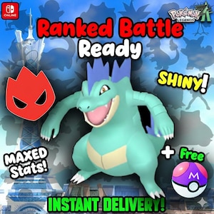 Pokemon Za SHINY ALPHA 6IV Feraligatr Competitive Set Battle Ready Switch 2 Corbeau Mega Evolution Pokedex