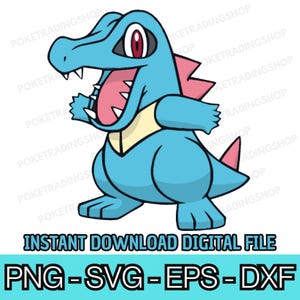 Totodile Svg PNG DXF EPS, Arquivo de corte Pokémon, Silhueta Cricut, Clipart vetorial, Camiseta, Caneca, Adesivo, Download digital instantâneo