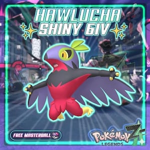 Pokemon Za SHINY 6IV HAWLUCHA Competitive Set Battle Ready Switch 2 Corbeau Mega Evolution Pokedex
