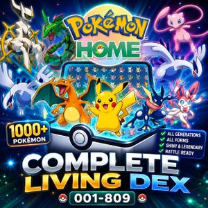 Complete Shiny Living Dex Gen 1-7 Pokemon HOME, All Forms Legendaries Mythicals, Competitive Ready 6IV Smogon, Pokedex Trade Service